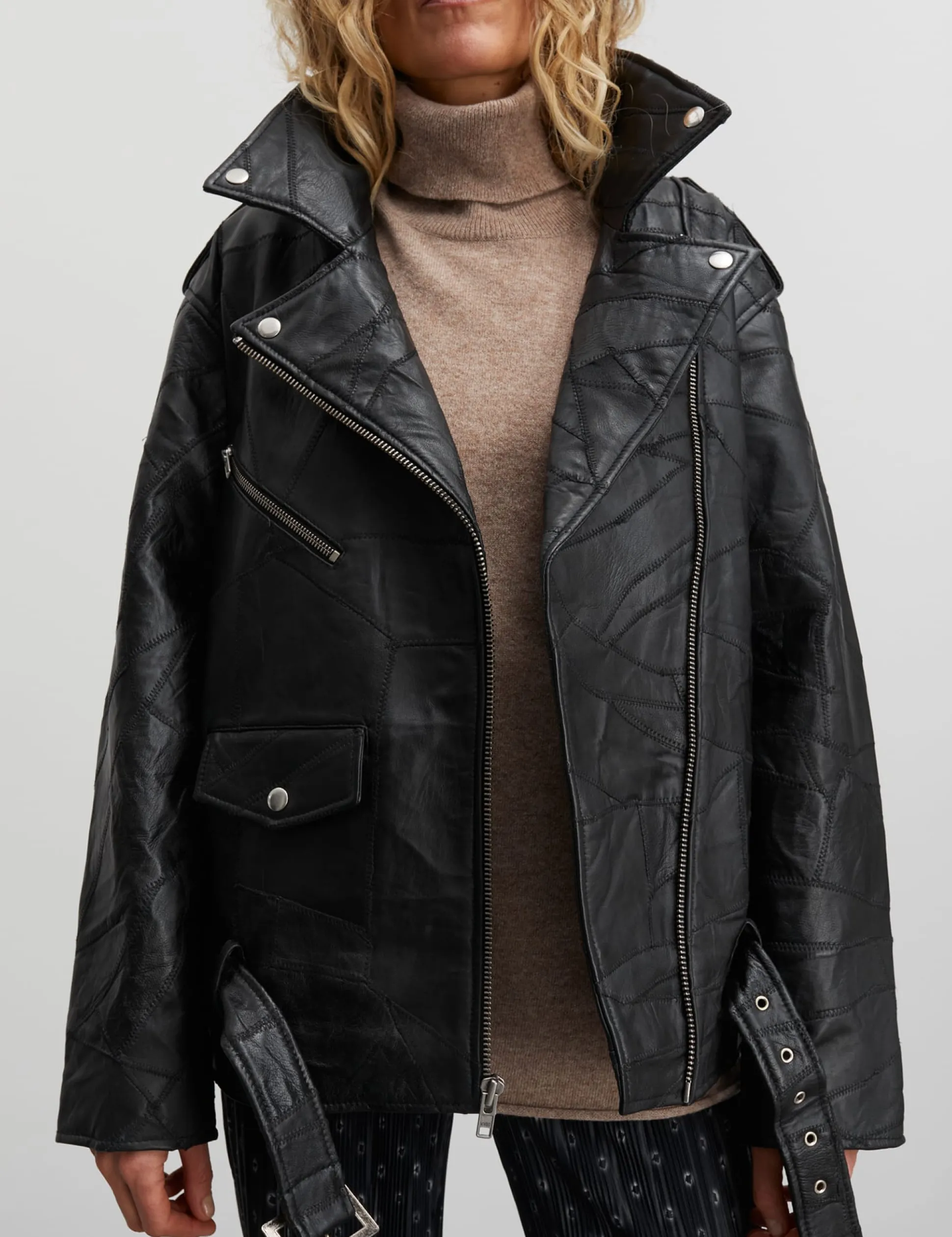Patch Leather Berline Jacket